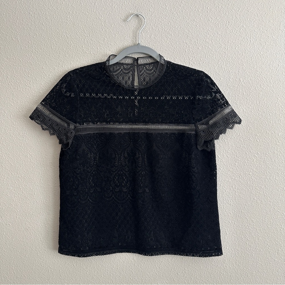 Laundry by Shelli Segal Black Velvet Lace Top Small